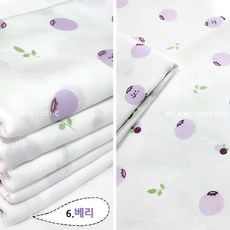 국산 순면 무형광 가제 엠보면 나염 손수건 총20장, 6.베리, 20개