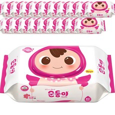 순둥이 베이직 유아물티슈 캡형, 55g, 80매, 20개