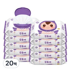 순둥이 프리미엄 엠보싱 아기 물티슈 캡형 65gsm, 70개입, 20개