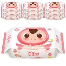 순둥이 베이직 무향 엠보싱 유아물티슈 캡형, 55g, 100개입, 10개