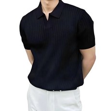 지디오 헬른M 남성 반팔 니트티 골지 오픈 카라 반팔티 폴로 니트 티셔츠 여름 머슬핏 스웨터 남자반팔니트