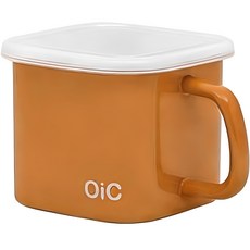 OIC 方形搪瓷琺瑯杯 琥珀黃+油炸網, 14 厘米寬 x 14 厘米長, 1組