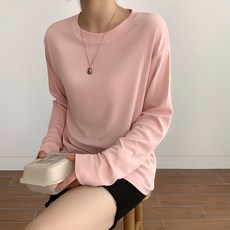 더보느 여성용 부들 기본 루즈 긴팔 티셔츠