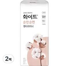 화이트 순한순면 팬티라이너, 일반, 90개입, 2개
