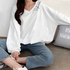 TEETAK 女款V領寬鬆長袖運動衫