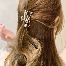 스와니끄 반묶음 진주 리본 큐빅 헤어 집게핀 와니끄 반묶음 진주 리본 큐빅 헤어 집게핀