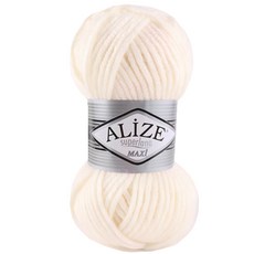 alize 슈퍼라나 맥시 뜨개실, 062라이트크림, 1개