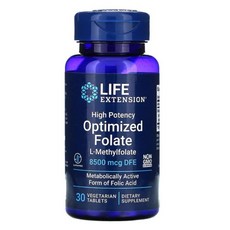 LIFE EXTENSION 葉酸補充錠 8500mcg DFE, 30顆, 1罐