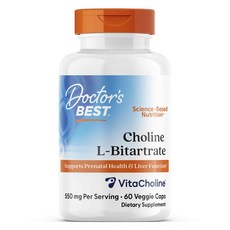 Doctor's BEST 膽鹼 L-Vitatrate VitaCholine 550 毫克素食膠囊, 1個, 60顆