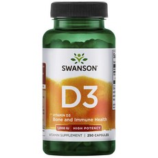 Swanson 斯旺森 維生素D-3膠囊 1000IU, 250顆, 1罐
