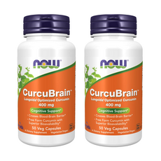 NOW Foods CurcuBrain薑黃素400mg素食膠囊, 50顆, 2罐