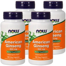 NOW Foods 花旗蔘素食膠囊 500mg, 100顆, 4罐