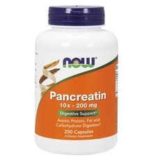 NOW Foods 胰酶膠囊 200mg, 250顆, 1個