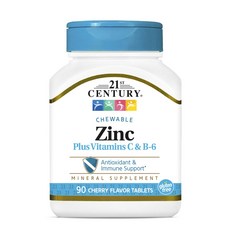 21St Century 鋅&維他命C&B6咀嚼錠 櫻桃口味, 90顆, 1罐