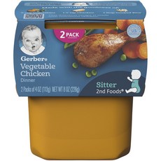 Gerber 嘉寶 孩童食物泥 2入組, 混合口味(蔬菜+雞肉), 226g, 1組