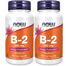 NOW Foods 維他命B2核黃素膠囊, 100顆, 2罐