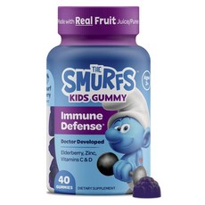 THE SMURFS 藍色小精靈 孩童用接骨木莓&鋅&綜合維他命軟糖, 1罐, 40顆