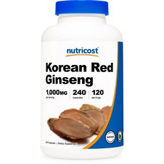 nutricost 韓國無麩質紅蔘膠囊 1000mg, 240顆, 1罐