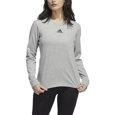 adidas 愛迪達 小Logo圓領長袖運動上衣