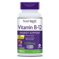 NATROL 納妥 維他命B12補充錠 5000mcg 草莓口味, 100顆, 1罐
