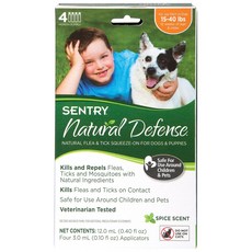美國 SENTRY Sentry Natural Defense Flea & Tick Squeeze-On 狗用 6.8kg-18.14kg, 4入, 3ml