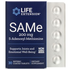 LIFE EXTENSION SAMe S-腺苷甲硫胺酸錠, 30顆, 1盒