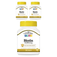 21St Century 生物素錠 10000mcg, 120顆, 3罐