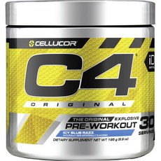 CELLUCOR C4 Original Pre Workout運動補充飲沖泡粉 Ice Blue Razz款, 1個, 195g