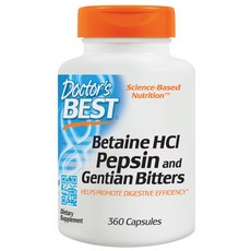 Doctor's BEST 甜菜鹼鹽酸鹽胃蛋白酶龍膽根膠囊, 360顆, 1罐