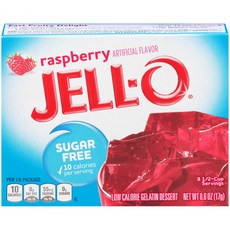 Jell-O 低卡路里明膠甜點覆盆子無糖, 1個, 17克