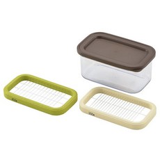 YOSHIKAWA 吉川 Home Bakery Club長方形奶油切割盒, 1個, 綠色+象牙色+棕色