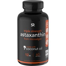 SPORTS RESEARCH 蝦紅素椰子油素食軟膠囊 12mg, 60顆, 1罐