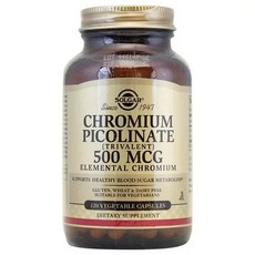 SOLGAR 吡啶甲酸鉻素食膠囊 500mcg, 120顆, 1個