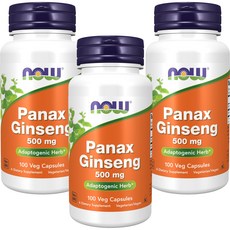 NOW Foods 人蔘500mg膠囊, 100顆, 3罐
