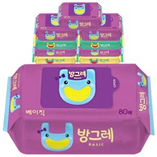 방그레 베이직 물티슈 리필형, 80매 x 10팩