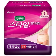 디펜드 스타일 언더웨어 여성 파워 중형 9개입, 1팩, 9매