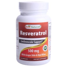 베스트네츄럴스 레스베라트롤 500mg 캡슐 글루텐 프리 무설탕, 60개입, 1개