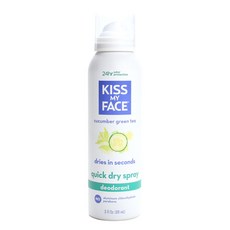 Kiss My Face 퀵 드라이 스프레이 데오드란트 큐컴버 그린 티, 88ml, 1개