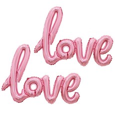 파티팡 이니셜 은박풍선 LOVE, 핑크, 2개입