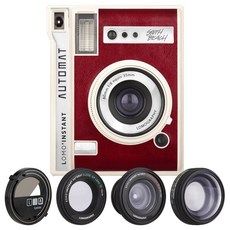 폴라로이드 카메라-추천-로모그래피 로모 인스턴트 카메라 오토맷 + 렛즈킷, 사우스비치 (버건디), 1세트