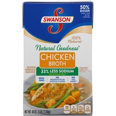 Swanson 치킨 브로스 33% 레스 소듐 글루텐 프리 무지방, 1.36kg, 1개