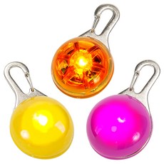 딩동펫 반려견 클립형 LED 라이트 펜던트, 오렌지, 옐로우, 핑크, 1세트