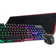 지트랙터 게이밍 키보드 마우스 장패드 합본 세트, GMK-220, 혼합색상, 일반형