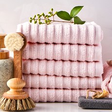 소프트터치 데일리 퓨어 수건 115g 30수 면사, 핑크, 5개