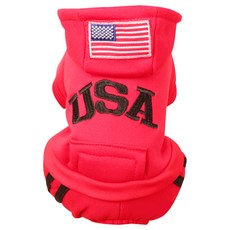 블럭마트 반려동물 USA 후드티, 레드, 1개