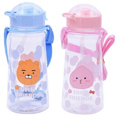 릴팡 리틀프렌즈 프리미엄 트라이탄 라이언 + 어피치 빨대물통 + 교체용 빨대 2p, 혼합 색상, 450ml