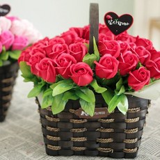 ASPASIA Love-filled 50 玫瑰香皂花籃紅色, 紅肥皂花, 1個
