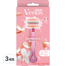 Venus 컴포트 글라이드 화이트티 여성용 면도기 + 면도날 2입, 1개입, 3세트