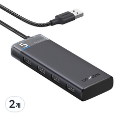 유그린 프리미엄 USB 3.0 고속 멀티 허브 CM653, 블랙, 2개