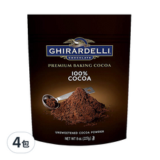 GHIRARDELLI 鷹牌無糖可可粉，優質烘焙，100% 可可, 227g, 4包
